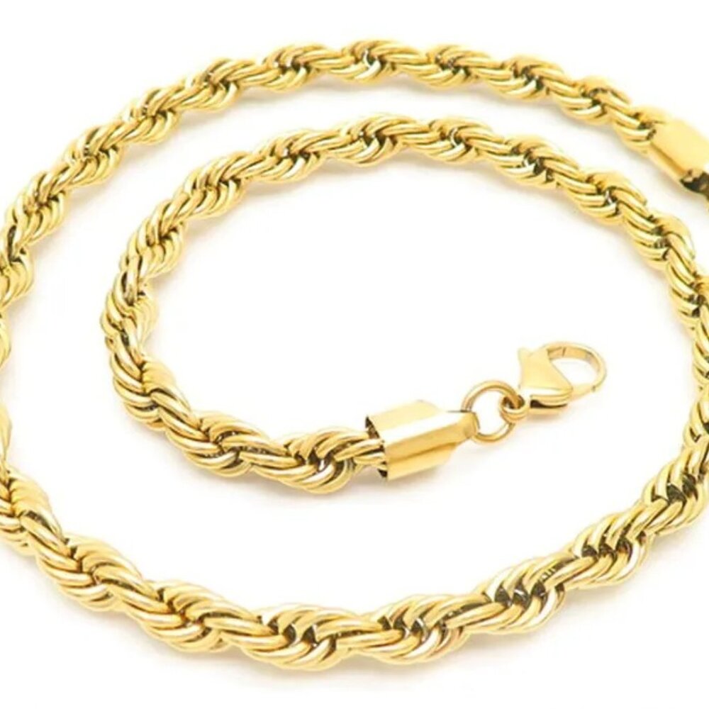18K GOLD DIPPED THICK TWISTY ROPE CHAIN